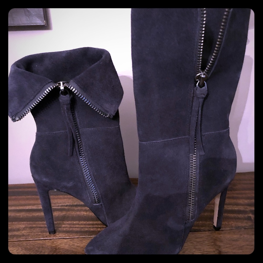 Neiman Marcus Navy Suede stiletto booties